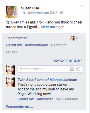 Exposed Online Fake Agent spreading harassing Defamation about Susan Elsa - Photo for legal documentation and educational Purpose- Michael Jackson TwinFlame Soul Official